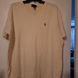 Polo by Ralph Lauren Men's Tan V-Neck T-Shirt